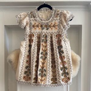 ULLA JOHNSON Embroidered Ruffle Sleeve Top